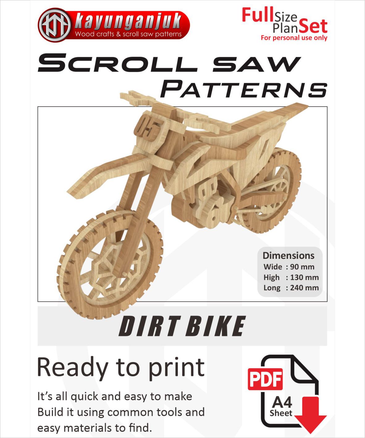 Dirt Bike Wooden toy plans and patterns PDF DOWNLOAD Kayu Nganjuk