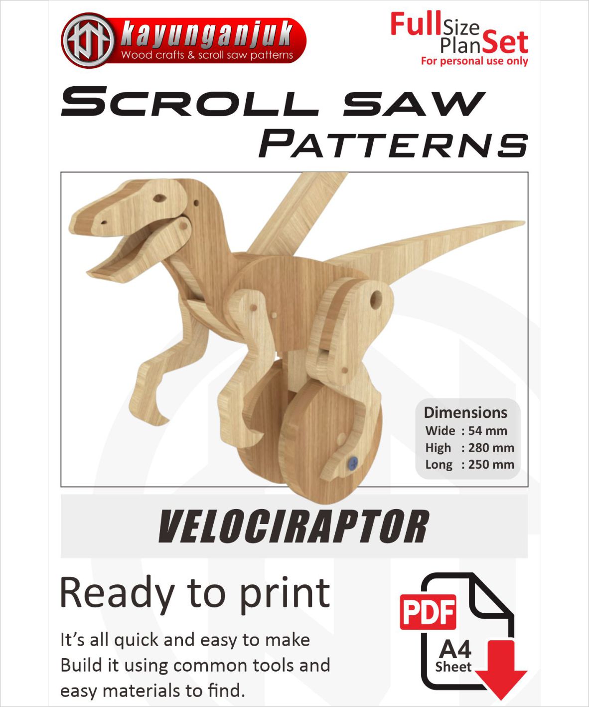 Velociraptor Wooden Toy Plans