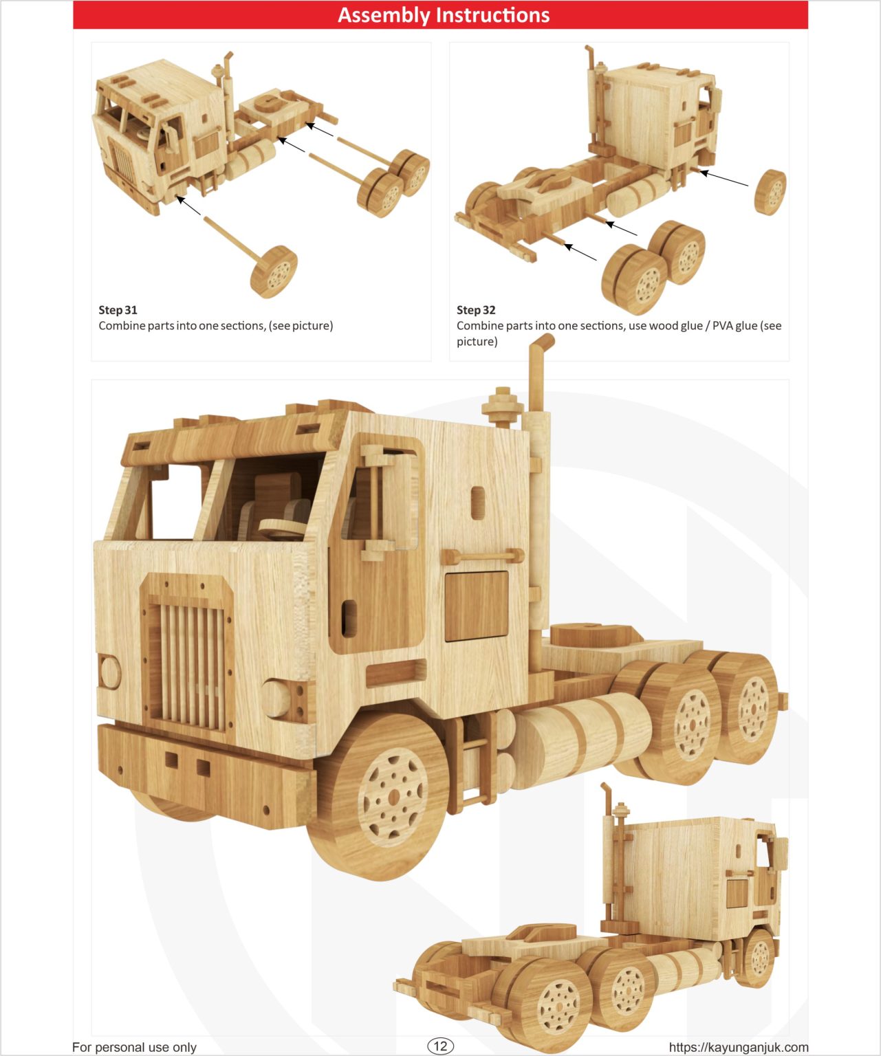 Cabover Truck Wooden toy plans download - Kayu Nganjuk