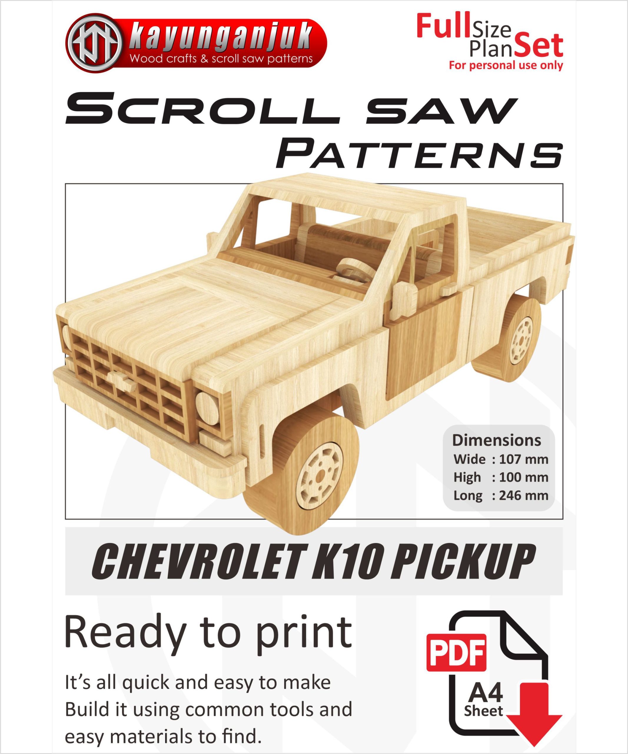 Chevrolet Pickup Truck Wooden Toy Plans
